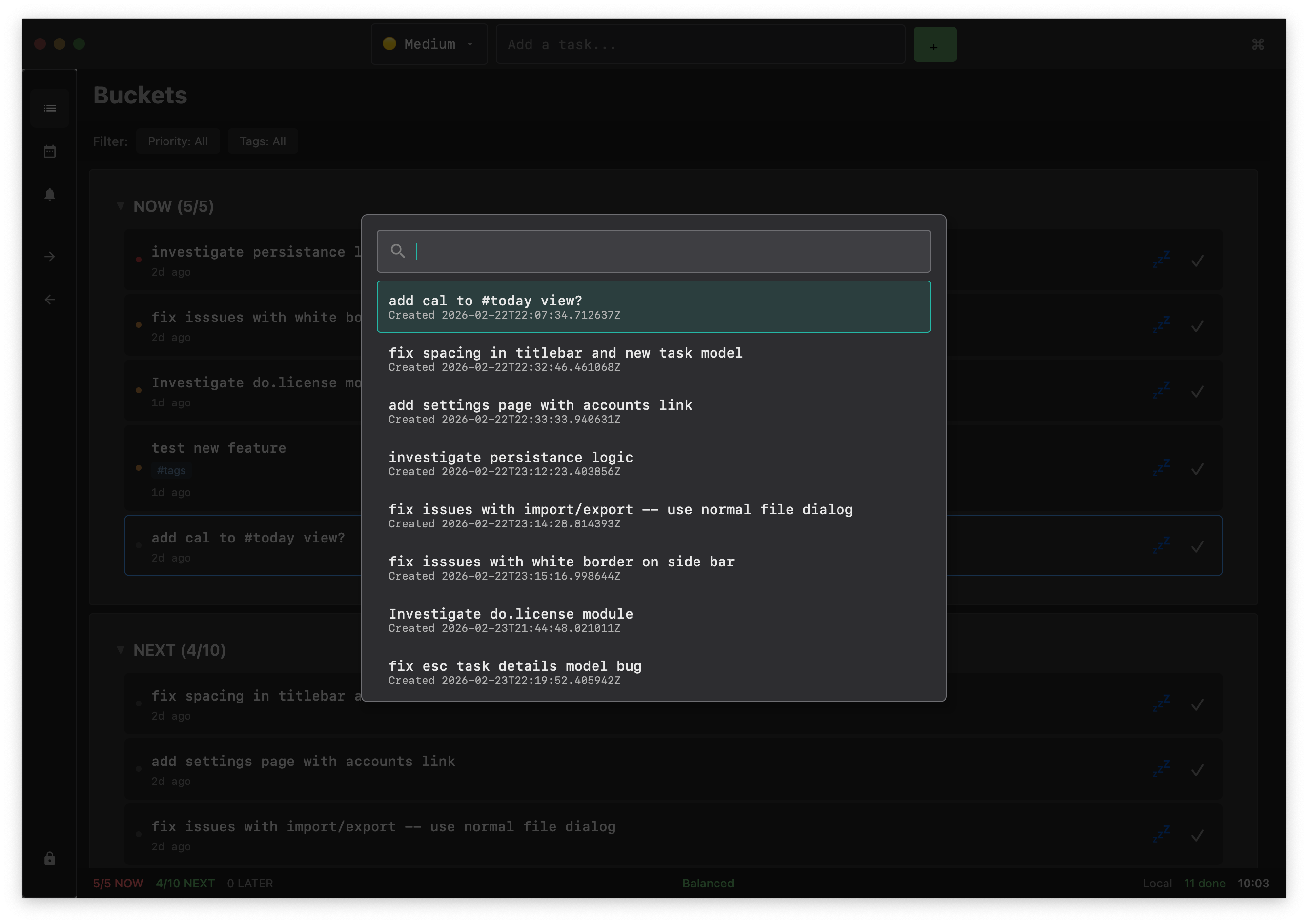 Global search - Find any task instantly